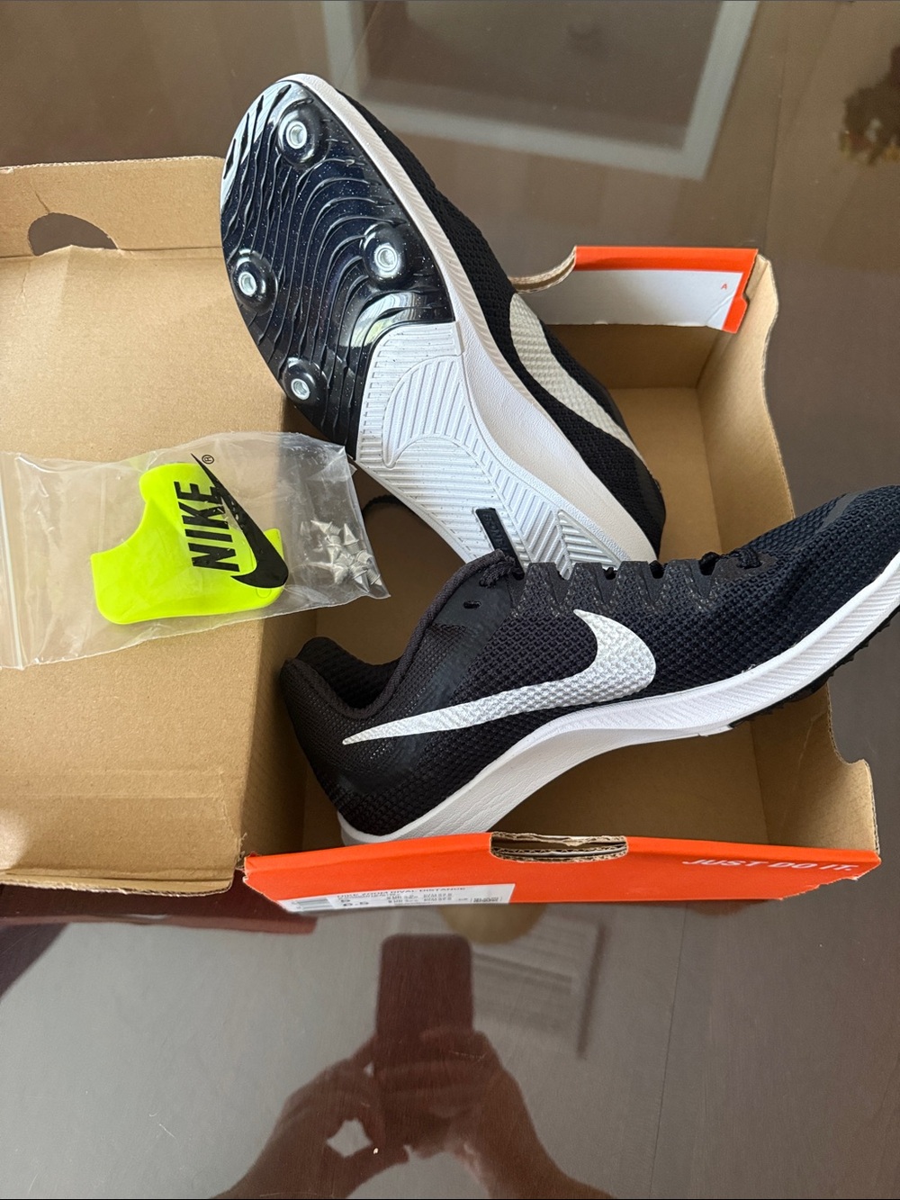 Nike Women’s Black/White Track Spikes. New. With accessories.